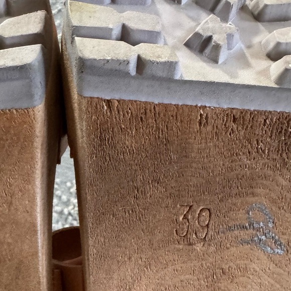 MIA Sweden Greta Leather Wood chunky Platform Clog Sandals Tan 39 / 9 - Picture 7 of 16